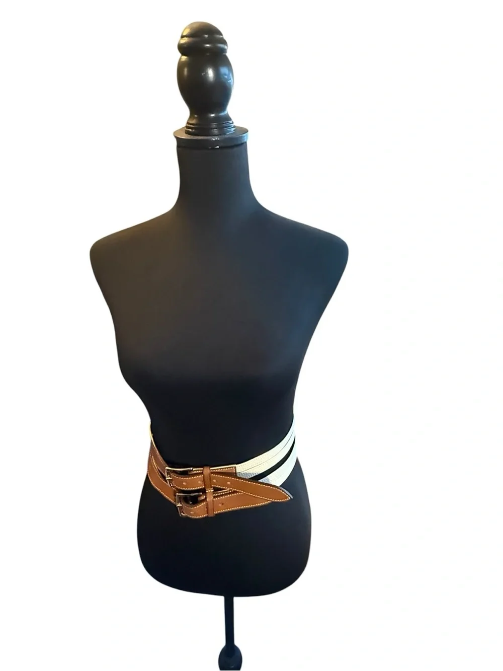 Hermes Two-Tone 2009 Leather Etriviere Double-Strap Belt Sz 